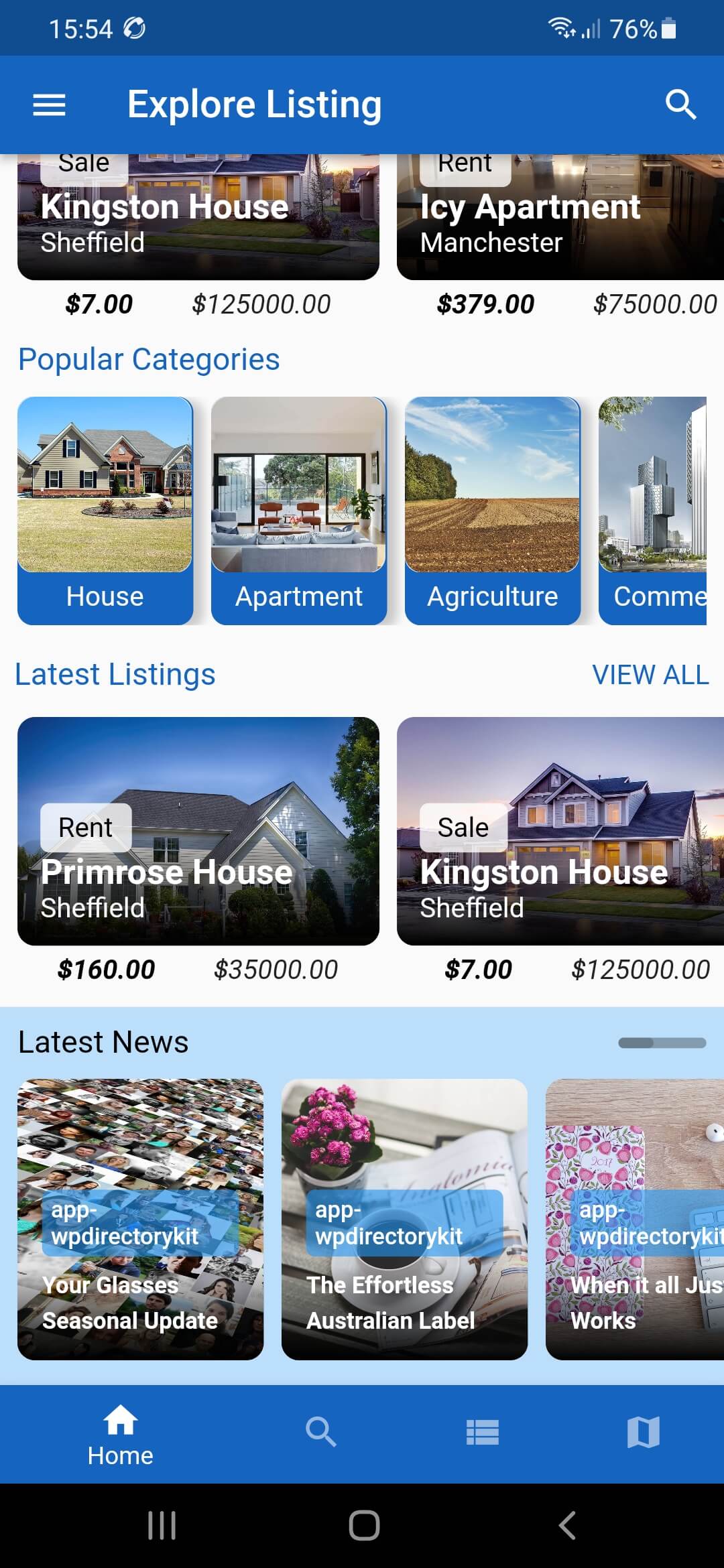 WP Directory Kit Home Screen Down
